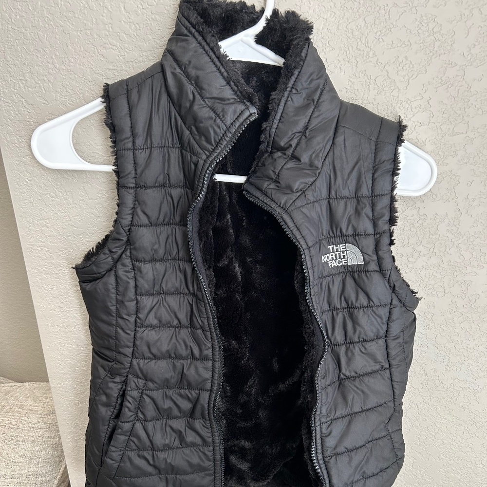 Women’s Black North Face Vest with Fur
